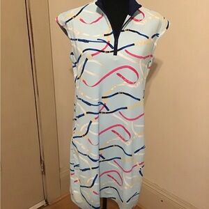 Elegant Women's Body Con Dress or Swim Cover Up- Blue, Pink, and Gold